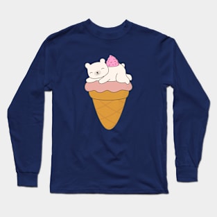 Kawaii Ice Cream Polar Bear T-Shirt Long Sleeve T-Shirt